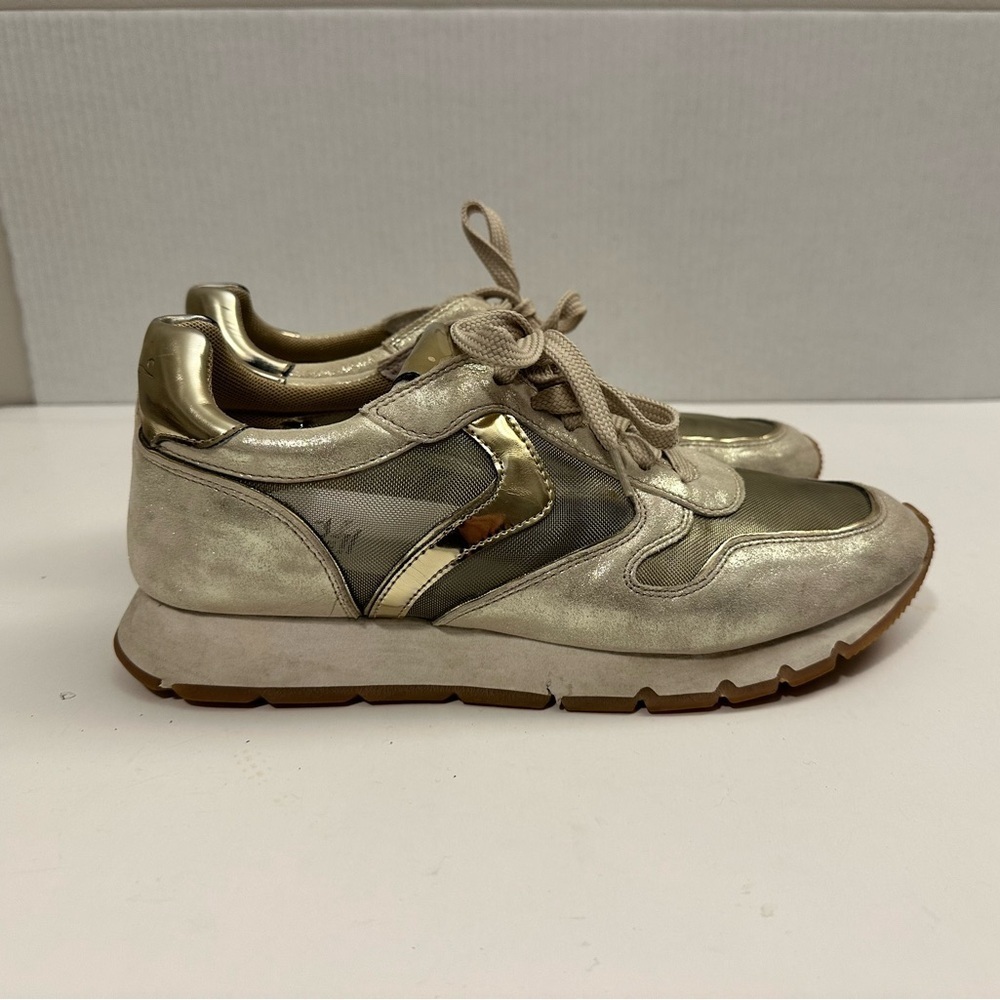 Voile Blanche JULIA LEATHER SUMMER FASHION SNEAKER in GOLD COLOR Size EU 40